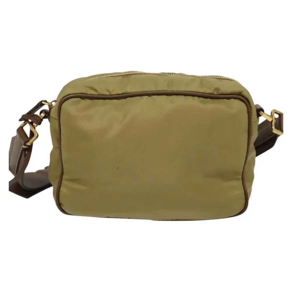 PRADA Shoulder Bag Nylon Beige Gold - Picture 3 of 12